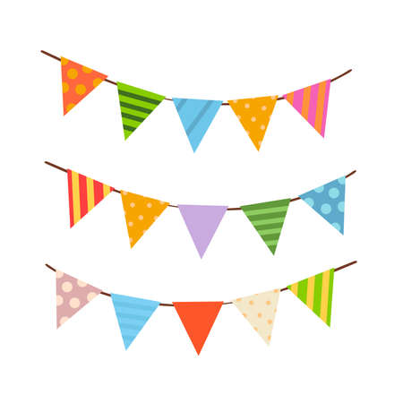 Vector cartoon illustration of a garland of flags.のイラスト素材