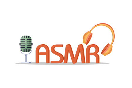 Autonomous sensory meridional response. Headphones and microphones as a symbol of sound enjoymentのイラスト素材
