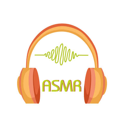 Autonomous sensory meridional response. Headphones and sound schedule.Vector cartoon illustrationのイラスト素材