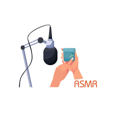 Recording on a high-frequency microphone the sound of tapping with your hands on a jar of cream. Autonomous sensory meridional responseのイラスト素材