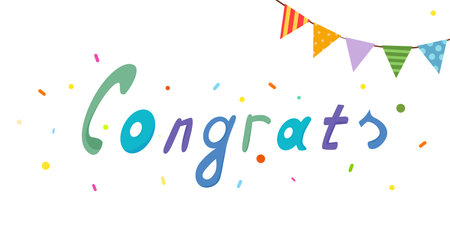 Lettering for typography. Congratulations. Inspirational text with holiday elements for banner, poster, flyer, postcard, web design or photo appのイラスト素材