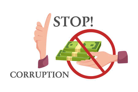 Stop corruption. A poster or publication on the Internet. Vector cartoon illustrationのイラスト素材