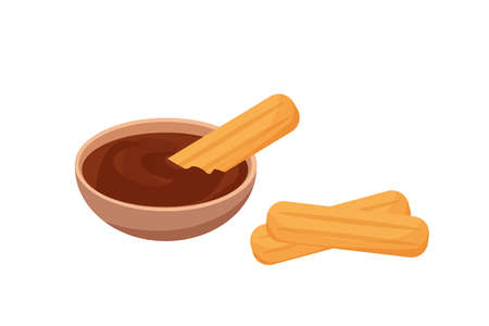 Mexican pastry churros. sweet dessert. Vector cartoon illustration.のイラスト素材