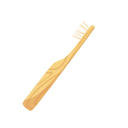 Environmentally friendly wooden toothbrush. vector illustration. wooden cutleryのイラスト素材