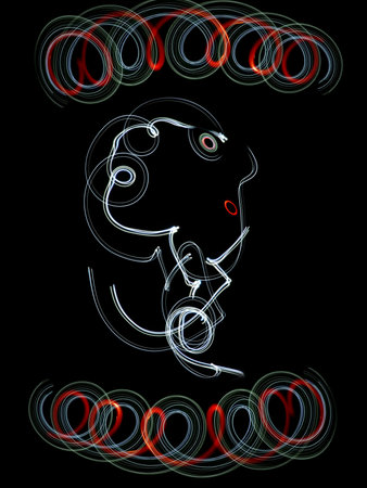 abstract portrait men, obtained with a freezelight photographic style の写真素材