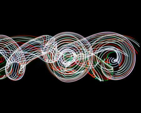 Streaky freezelight light patterns from long exposureの写真素材