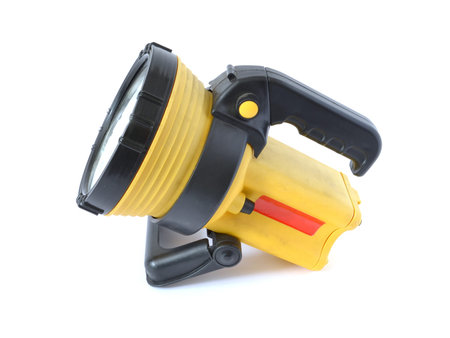 yellow small lamp on a white backgroundの写真素材