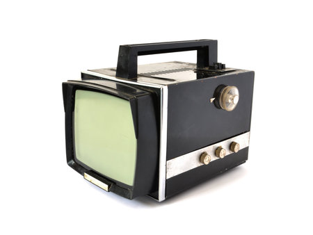 the old TV on a white backgroundの写真素材