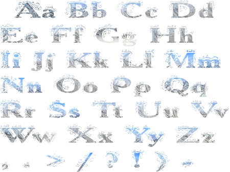 the frosty alphabet isolated on a white backgroundの写真素材