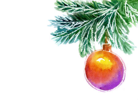 Christmas ball hanging on a branch, の写真素材