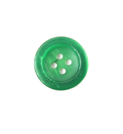 Green sewing button isolated on whiteの写真素材