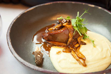 beef tongue with potato mousseの写真素材