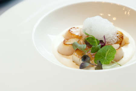 Sakhalin scallops with truffle sauceの写真素材