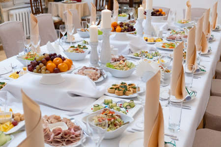 food on the table in the restaurantの写真素材