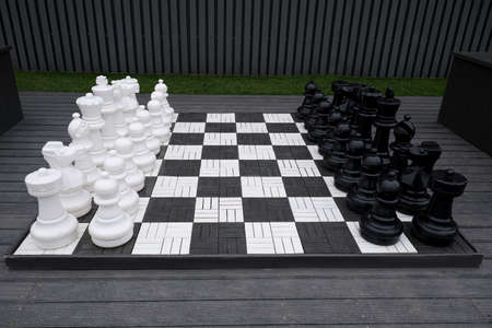 Giant chess game. into the parkの写真素材