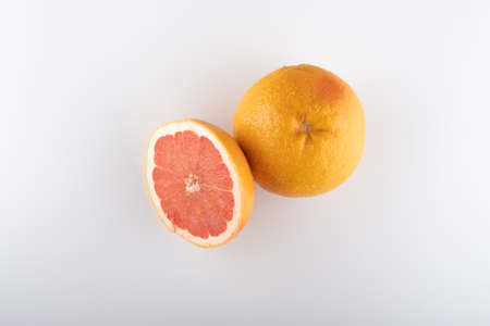 grapefruit isolated on white background with clipping pathの写真素材
