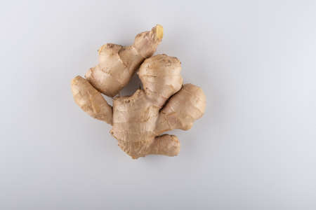 Close-up of ginger root on white background. Shallow dofの写真素材