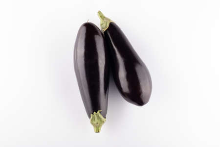 eggplant or aubergine vegetable on white backgroundの写真素材