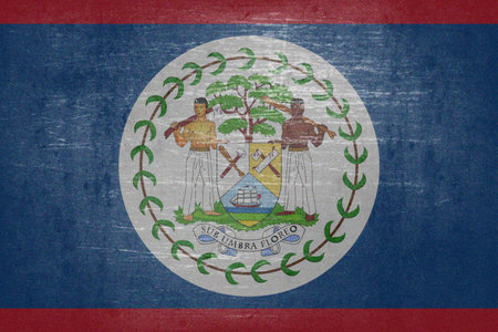 The flag of Belize is a continued version of the earlier flag of British Honduras (the name of Belize during the British colonial period).British Honduras obtained a coat of arms on January 28, 1907, which formed the basis of the badge used on British eの写真素材