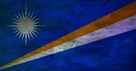 The flag of the Marshall Islands, an island nation in the Pacific, was adopted upon the start of self-government, May 1, 1979. The flag was designed by Emlain Kabua, who served as the first First Lady of the republic.の写真素材