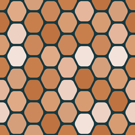Seamless geometric pattern of rounded hexagons.  Warm colors.のイラスト素材
