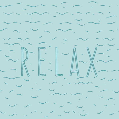 Light blue background. Ripples on the water, small waves. Calm blue color. Caption: Relaxのイラスト素材