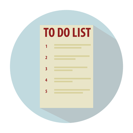 To do list with inscriptions and numbering. Flat style, white circle frame, blue background. Efficient allocation of resources and timeのイラスト素材