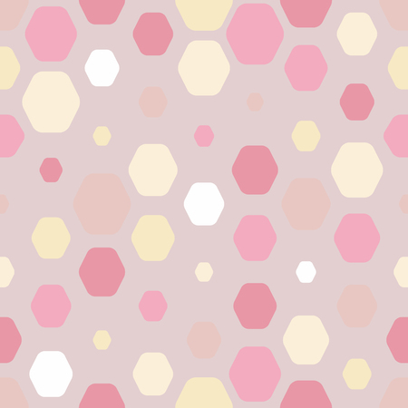 Seamless background. Pastel Colored Hexagons.  Different colors and sizes. Abstract patternのイラスト素材