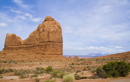 Arches National Park area mountains and spires in Utah USAの写真素材