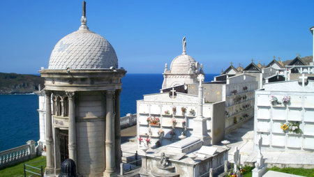 Catholic Cemetery in the northern Spain town of Luarcaの写真素材