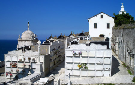 A cemetery in the town of Luarca in Northern Spainの写真素材