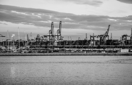 Shipyard in Valencia, black and whiteのeditorial素材