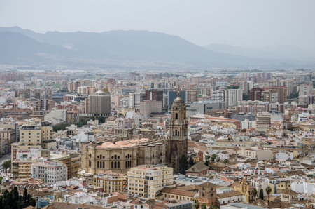 Malaga, Spain - March 17 2017: View over Malaga and its Cathedralのeditorial素材