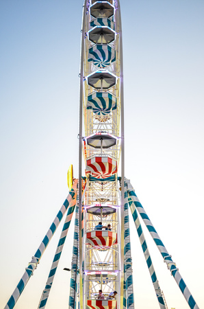 Tours, France - July 23 2016: People enjoying a Ferris wheel in Tours, at sunsetのeditorial素材