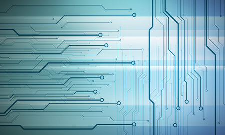 Digital concept image with circuit microchip background two dimensional.