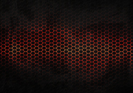 Abstract modern grey rusty perforated metal plate material design in hexagonal background for wallpaper, graphic designの写真素材