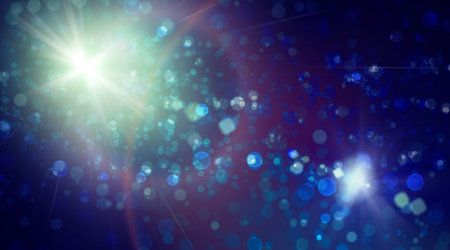 Abstract background with beautiful sun in space with colorful bokeh. Beautyful backdrop for graphic design, wallpaper.の写真素材