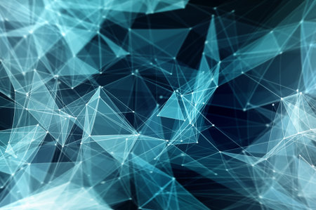 Abstract polygonal space background. Connecting dots and lines in low poly triangles network ...