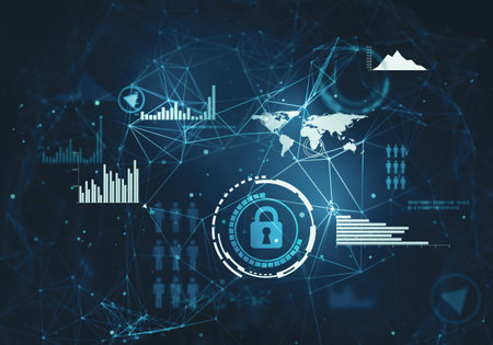 Abstract background with network technologies.の写真素材