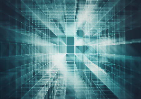 Abstract background with wireframe of transparency cube. Polygonal 3d rendering illustration