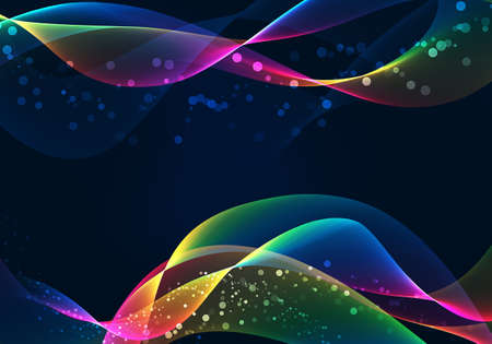 Creative abstract banner illustration. Rainbow colored liquid waves. Spectrum flow for branding, banner, graphic design. Music, energy, movement conceptの写真素材