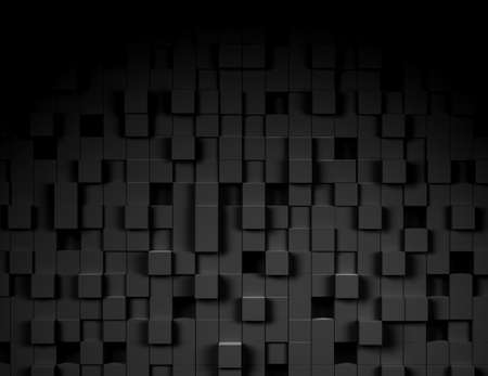 Abstract background wall with parametric cubic pattern. 3d rendering illustration of architectural panel structure with artificial light.の写真素材