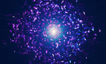 Blasted colorful glass particles 3d renderig illustration