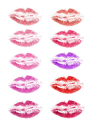Lips imprints isolated on white background.の写真素材