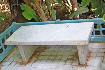 Marble bench in the street on the marble floor