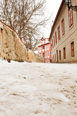 Beautiful Novy Svet Street in Prague, Czech Republicの写真素材