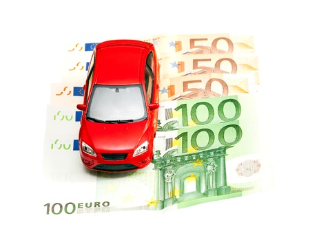 Car and money. Concept for buying, renting, fuel, service and repair costsの写真素材