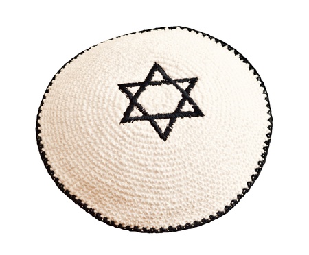 Traditional jewish headwear with embroidered star of Davidの写真素材