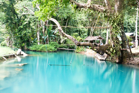 Blue Lagoon in Vang Vieng, Laosの写真素材