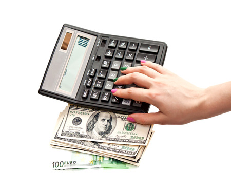 Calculator in womanの写真素材